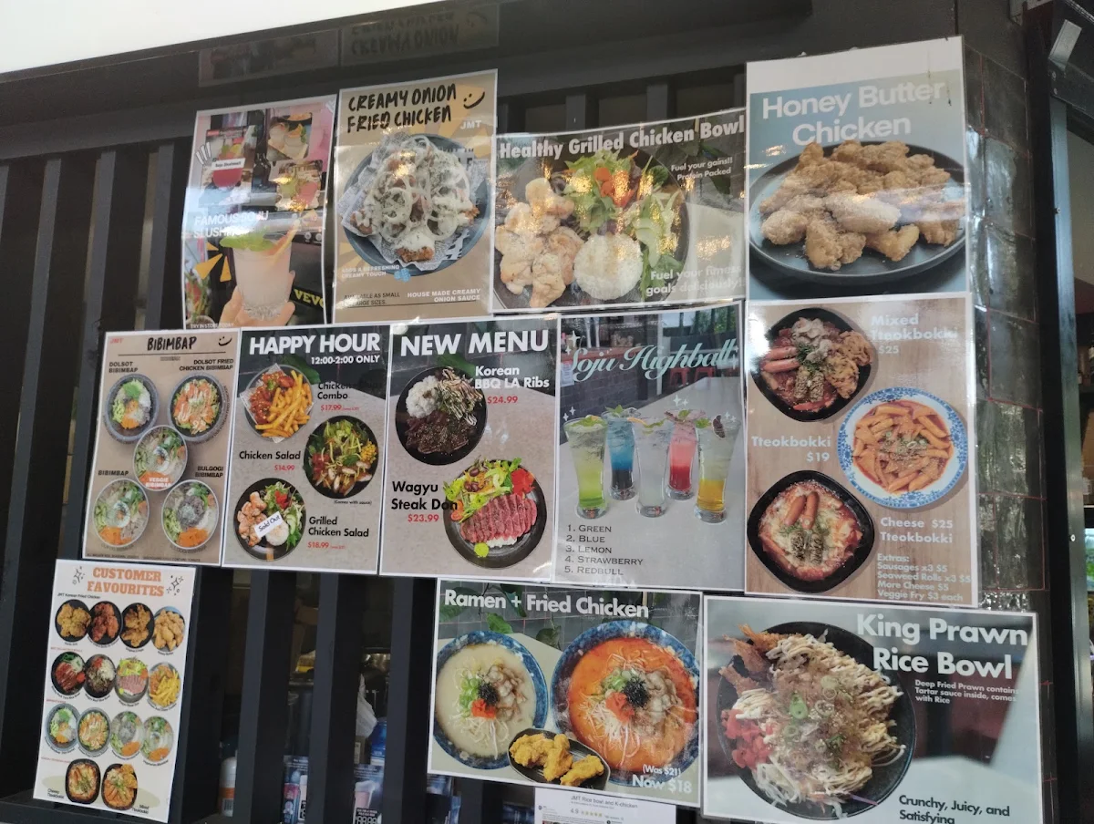 Menu, JMT Rice bowl and K-chicken