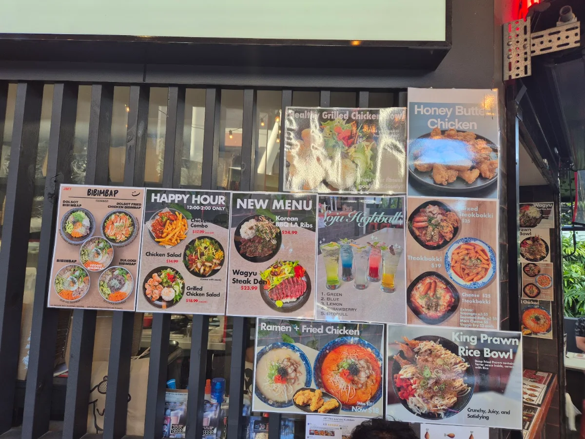 Menu, JMT Rice bowl and K-chicken