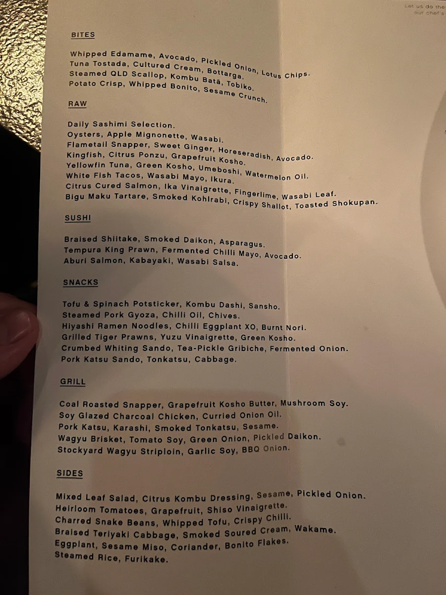 Menu, hôntô