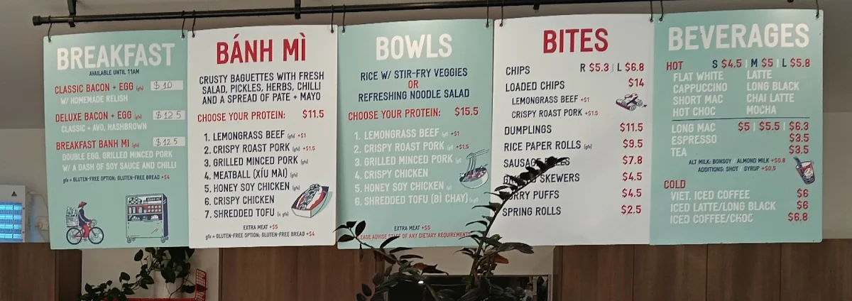 Menu, Munch Box Lunch Bar
