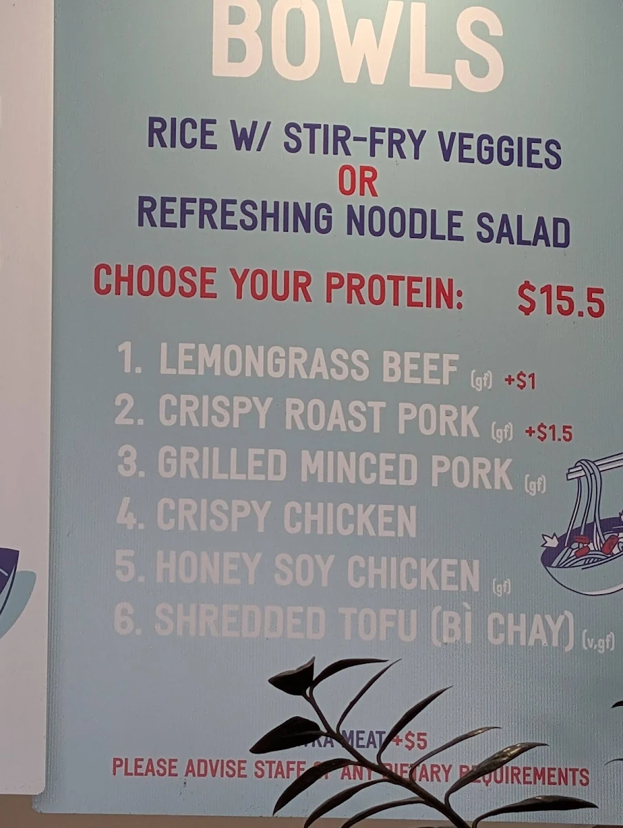 Menu, Munch Box Lunch Bar