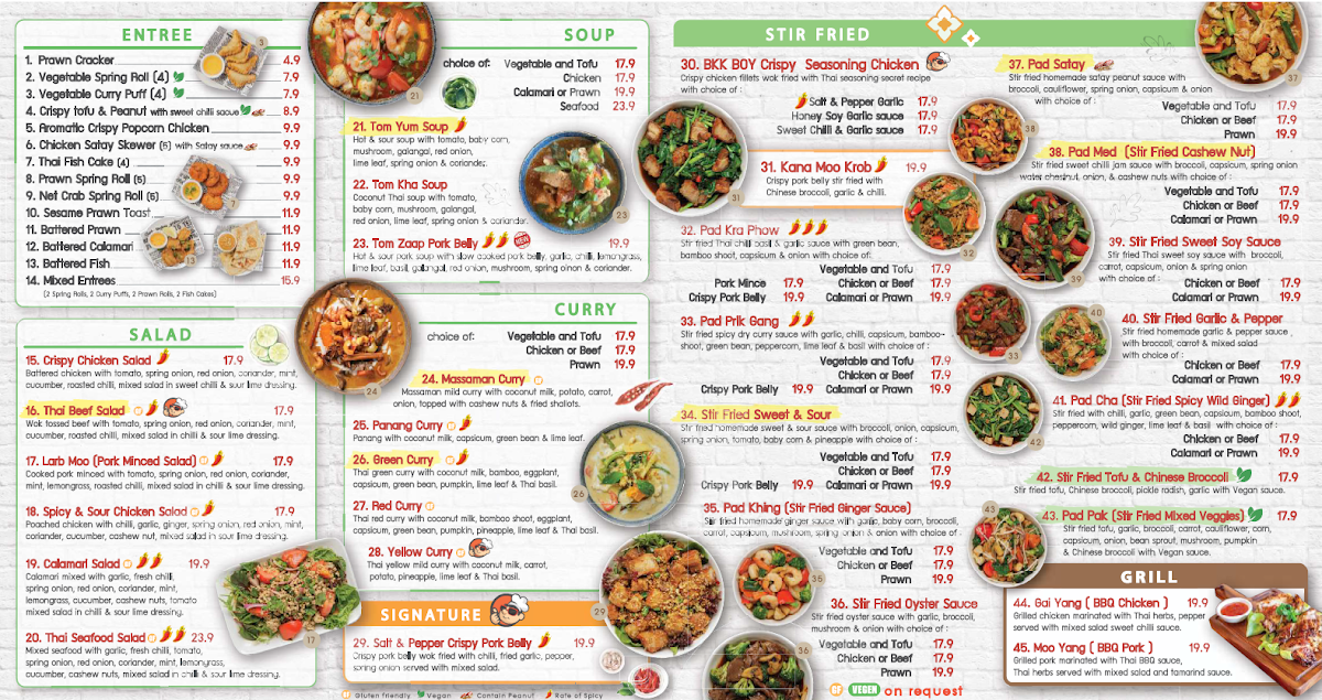 Menu, BKK Boy Thai Street Kitchen (Newtown)