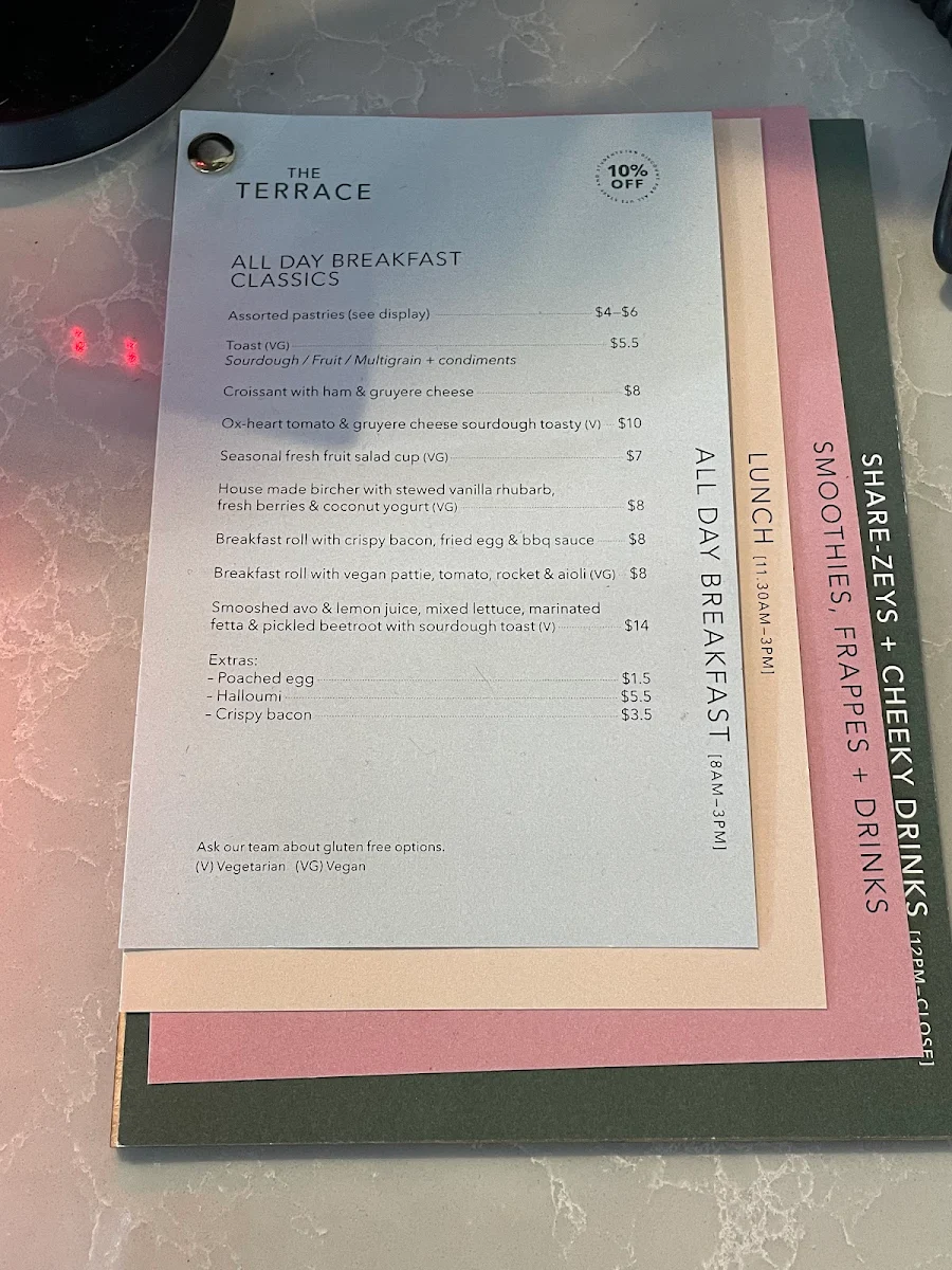 Menu, The Terrace