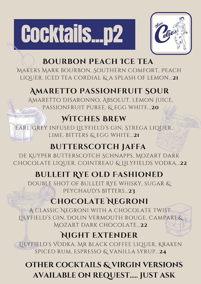 Menu, Miss Celie's