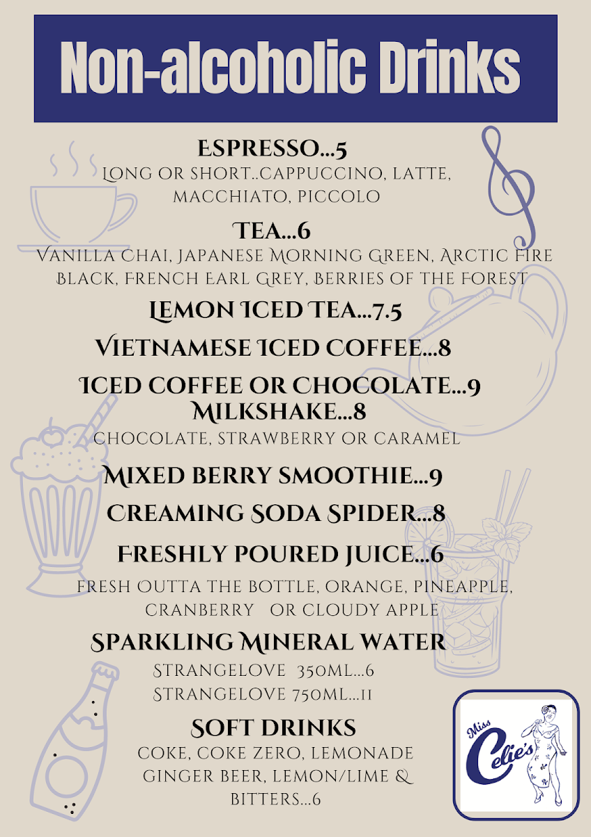 Menu, Miss Celie's