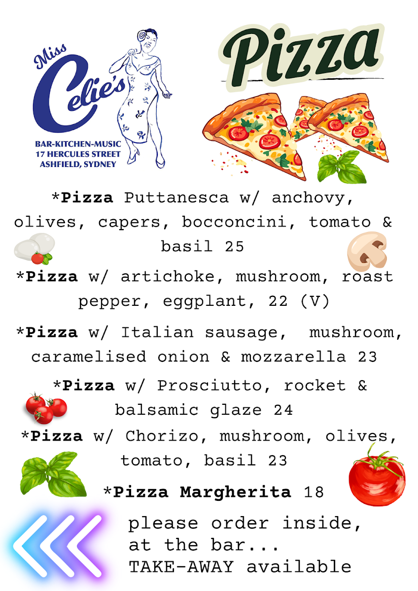 Menu, Miss Celie's