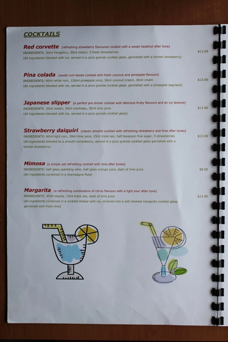 Menu, Mamma Lina's Bar Cafe
