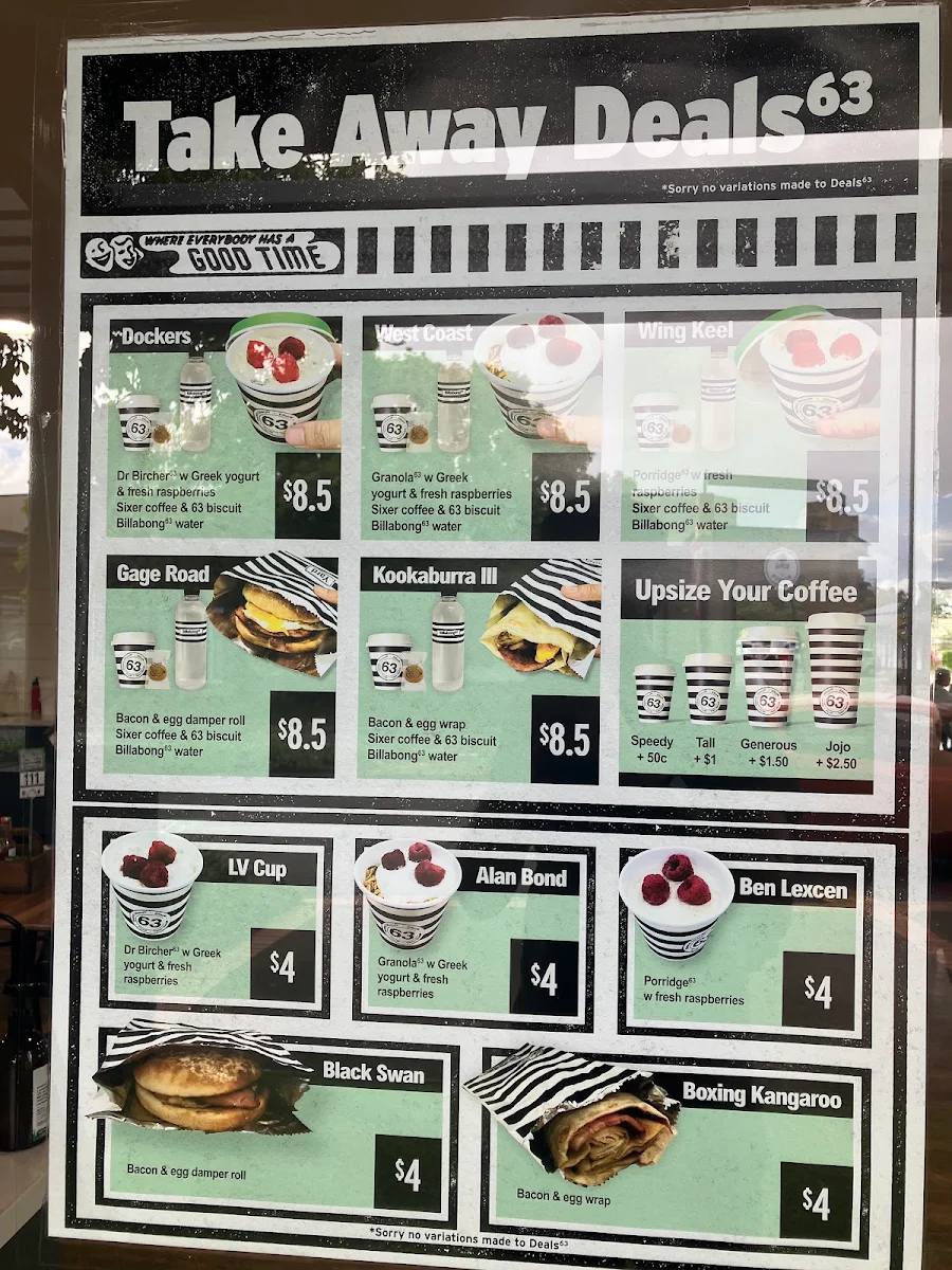 Menu, Cafe 63 Victoria Point