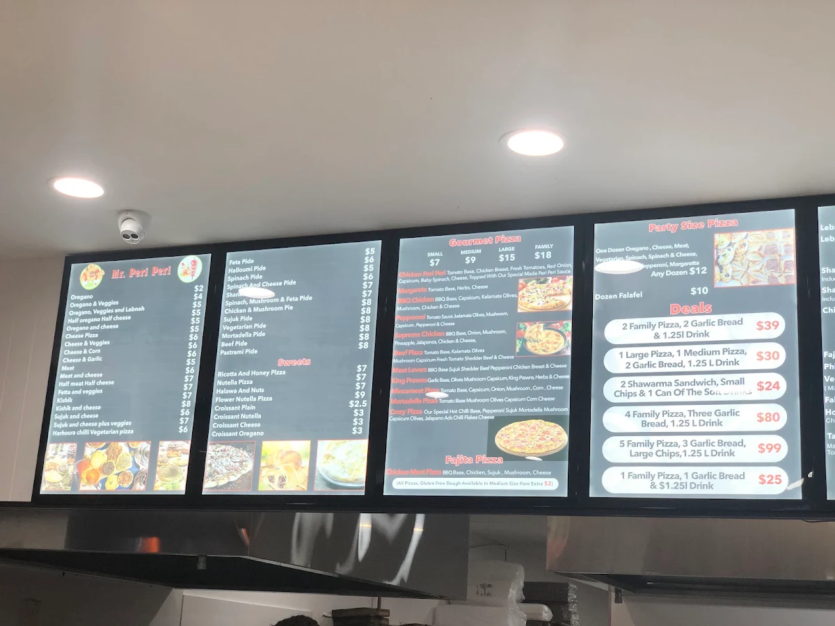 Menu, Mr Peri Peri Lebanese Pizza and Shawarma