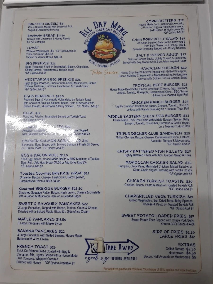 Menu, Raw Sugar Cafe
