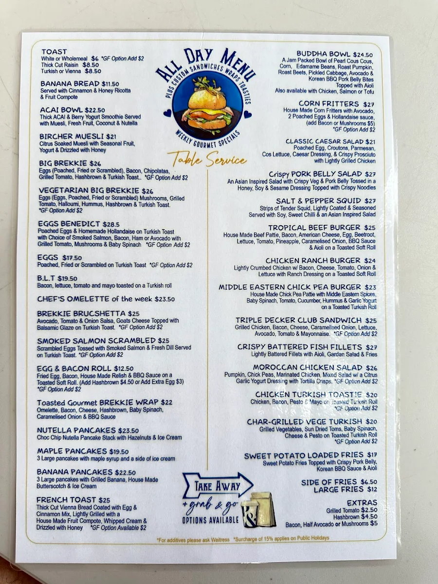 Menu, Raw Sugar Cafe