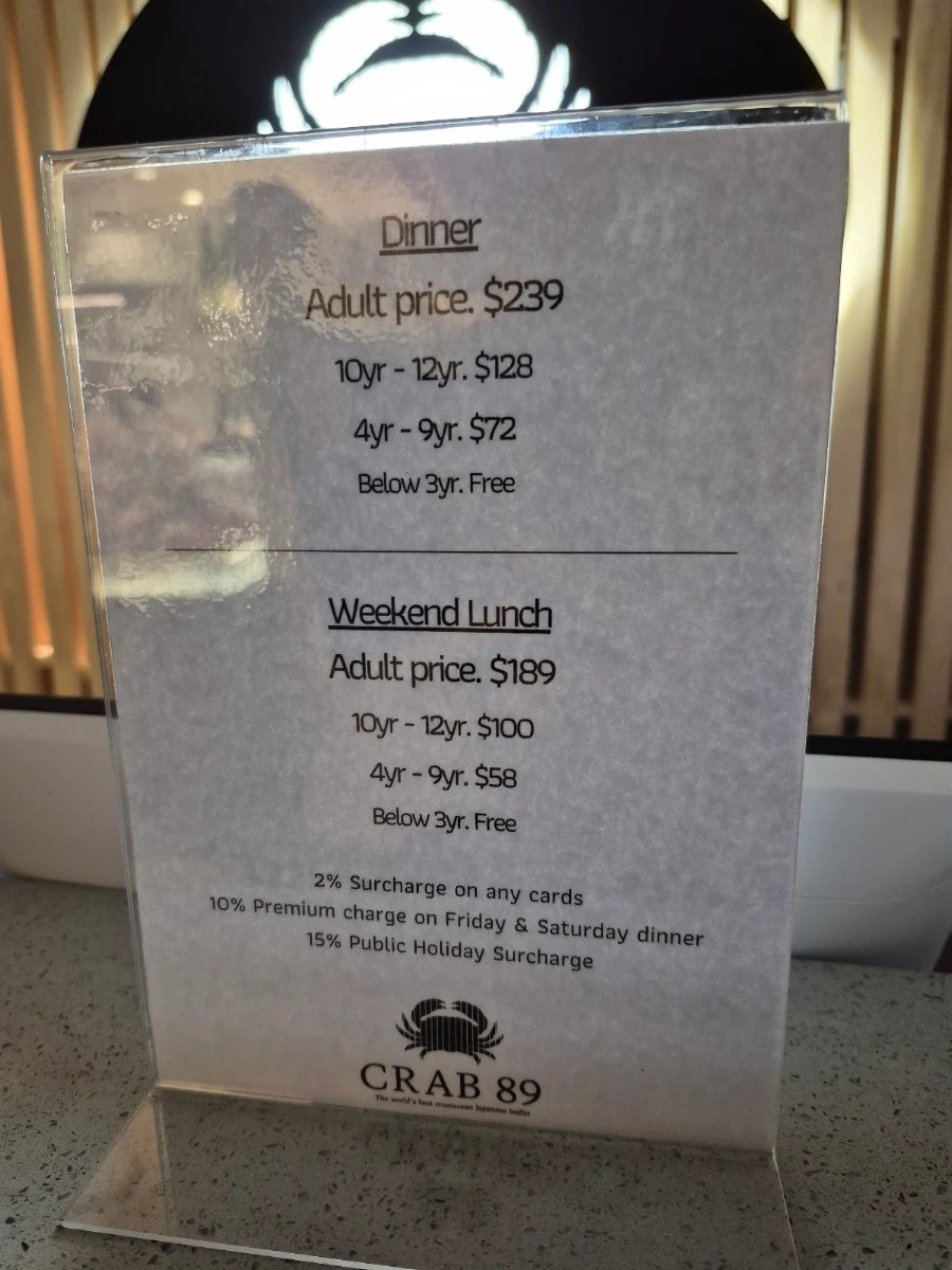 Menu, Crab 89