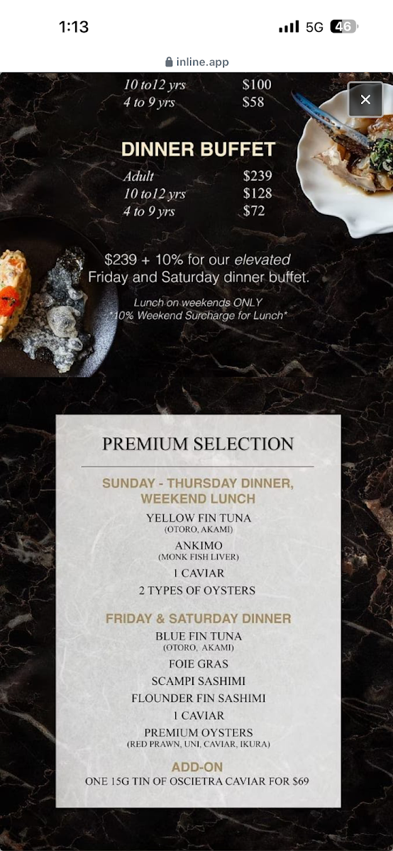 Menu, Crab 89