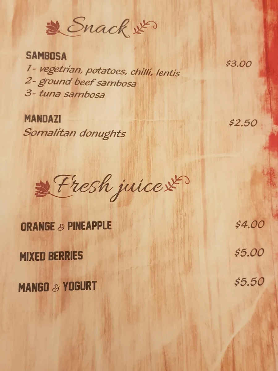 Menu, Mama’s Cuisine