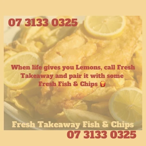 Menu, Fresh takeway fish & chips