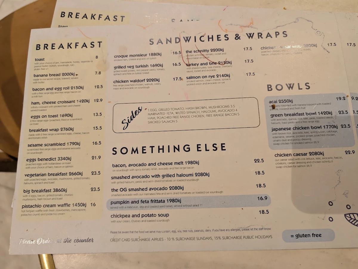 Menu, Three Beans