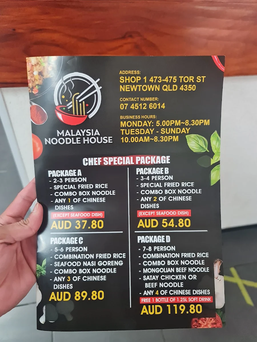 Menu, Malaysia Noodle Boss