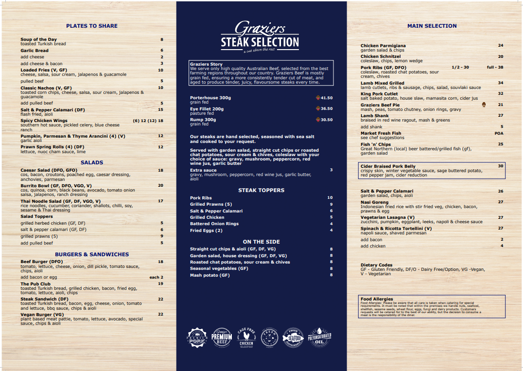 Menu, The Club Hotel