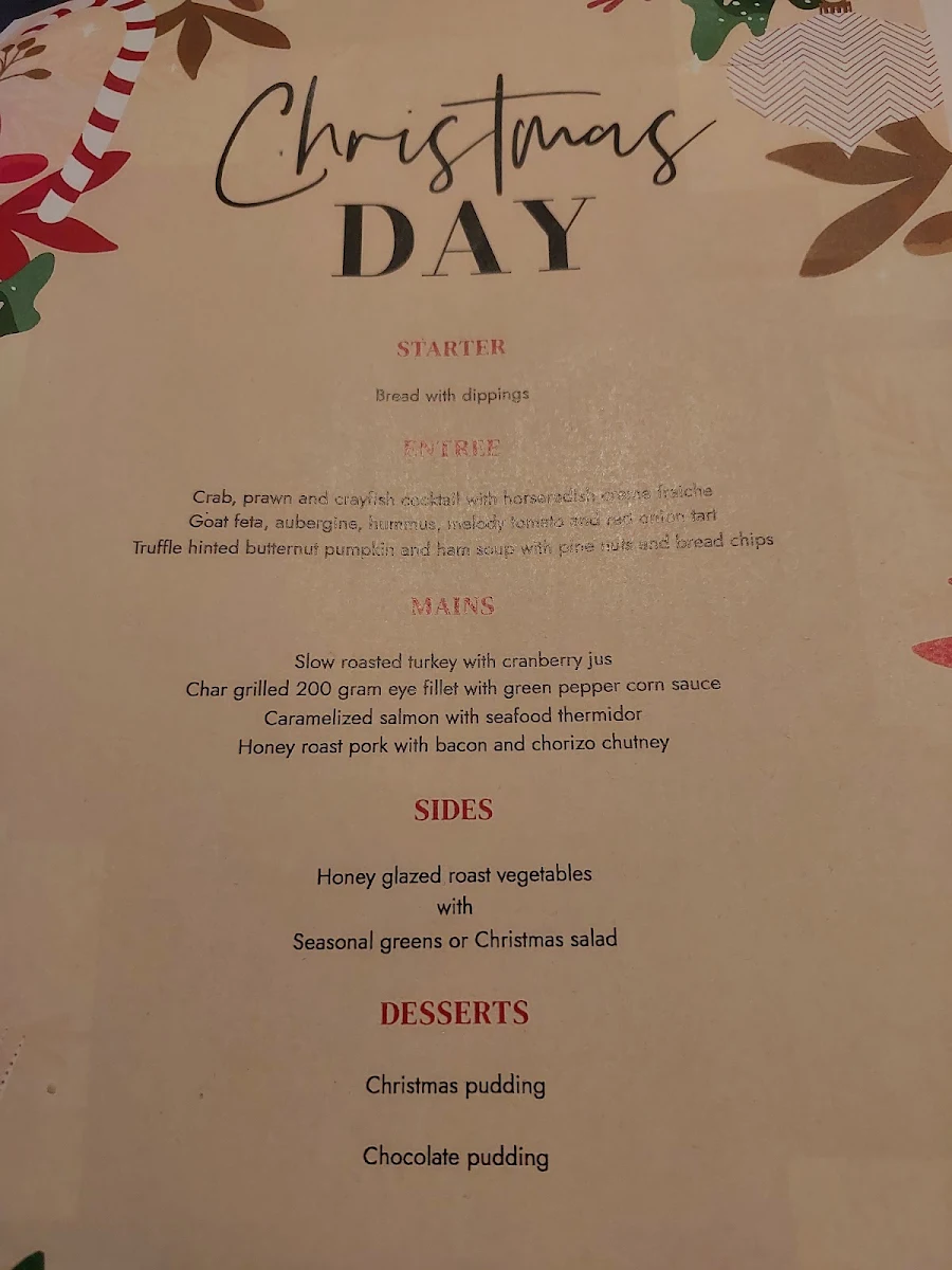 Menu, The Club Hotel