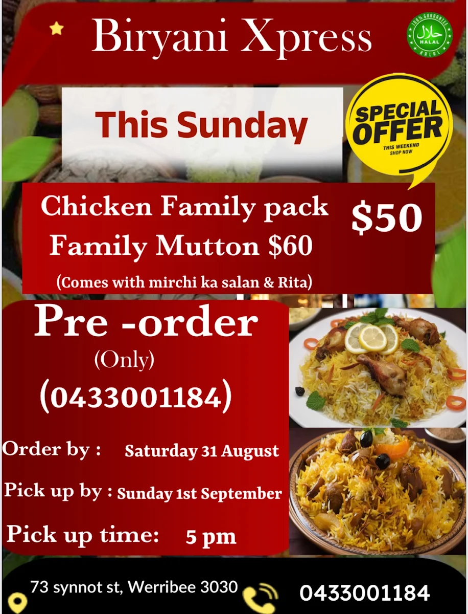 Menu, BiryaniXpress