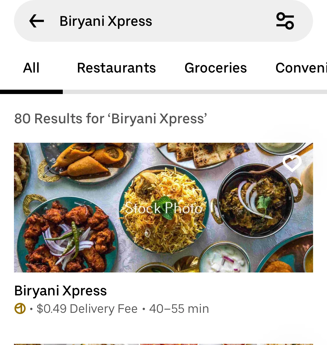 Menu, BiryaniXpress