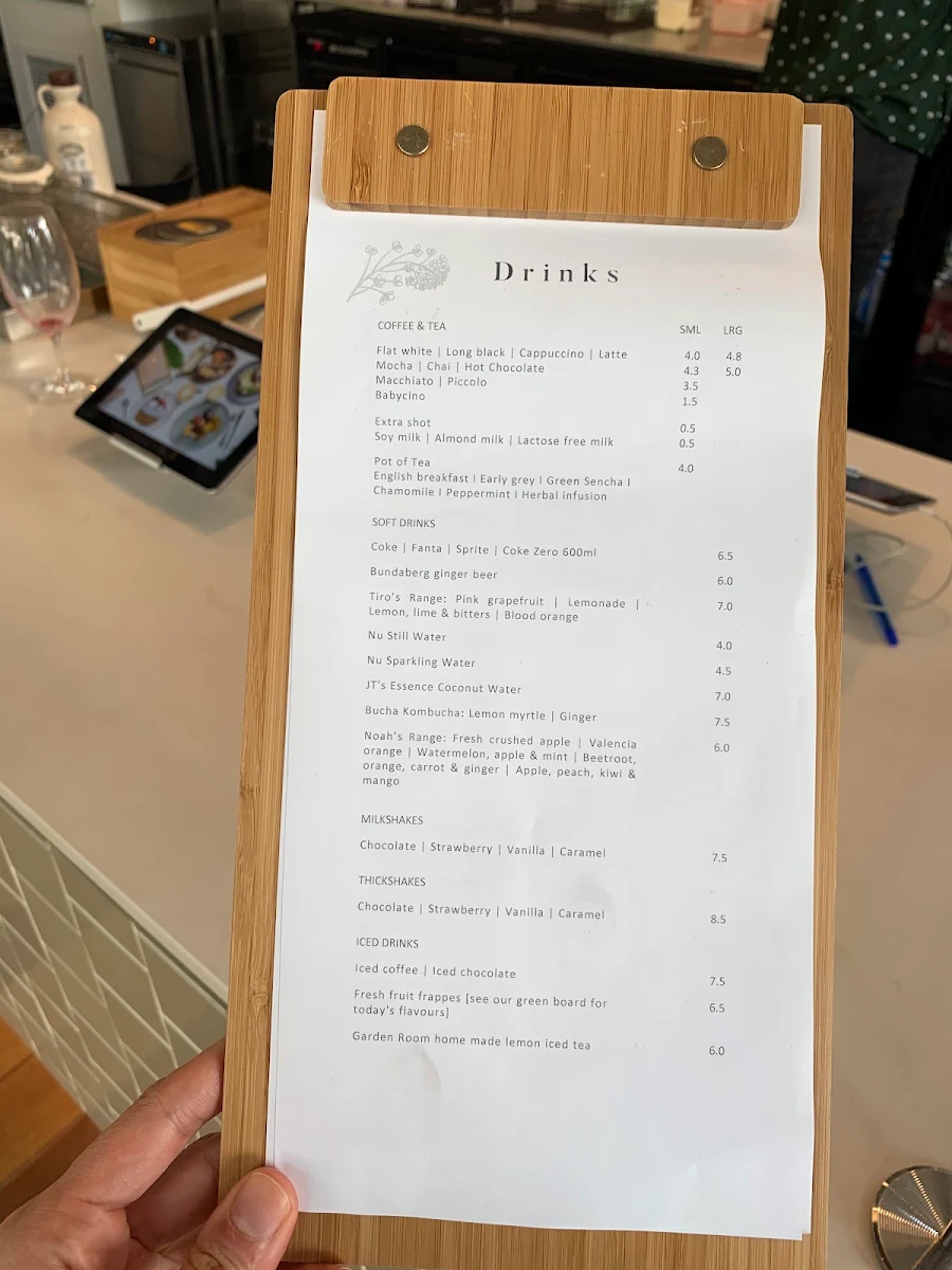 Menu, The Garden Room