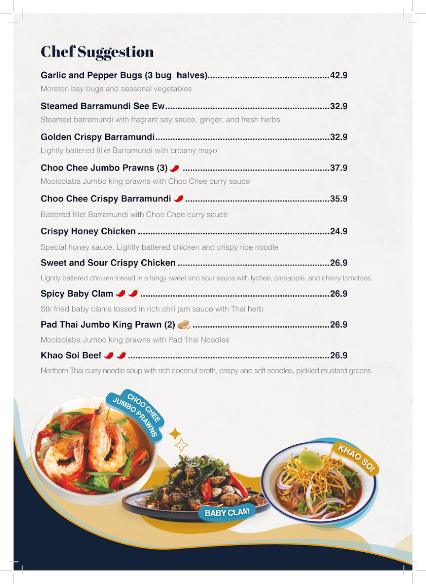 Menu, Copper Spoon Thai Restaurant & Bar