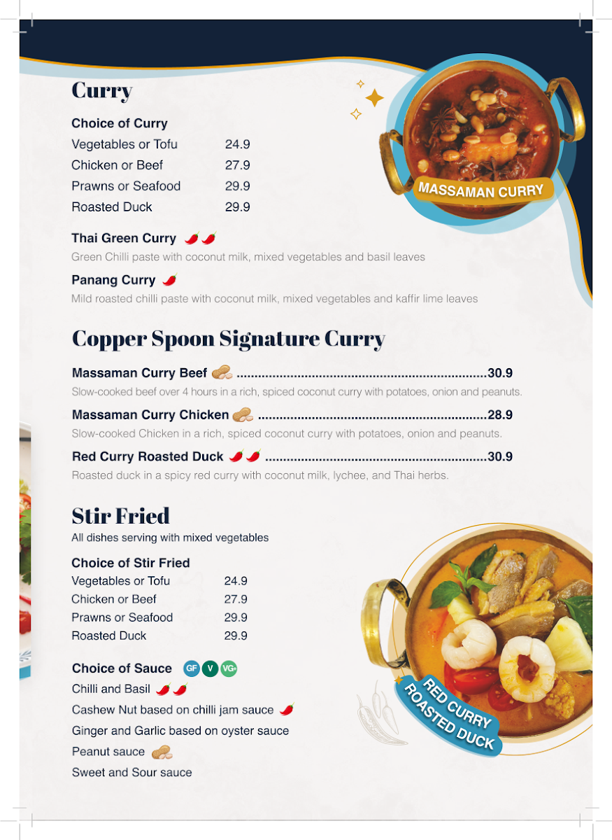 Menu, Copper Spoon Thai Restaurant & Bar
