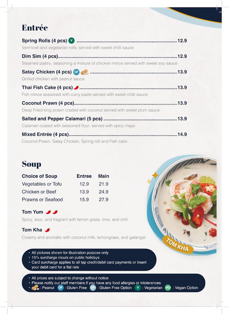 Menu, Copper Spoon Thai Restaurant & Bar