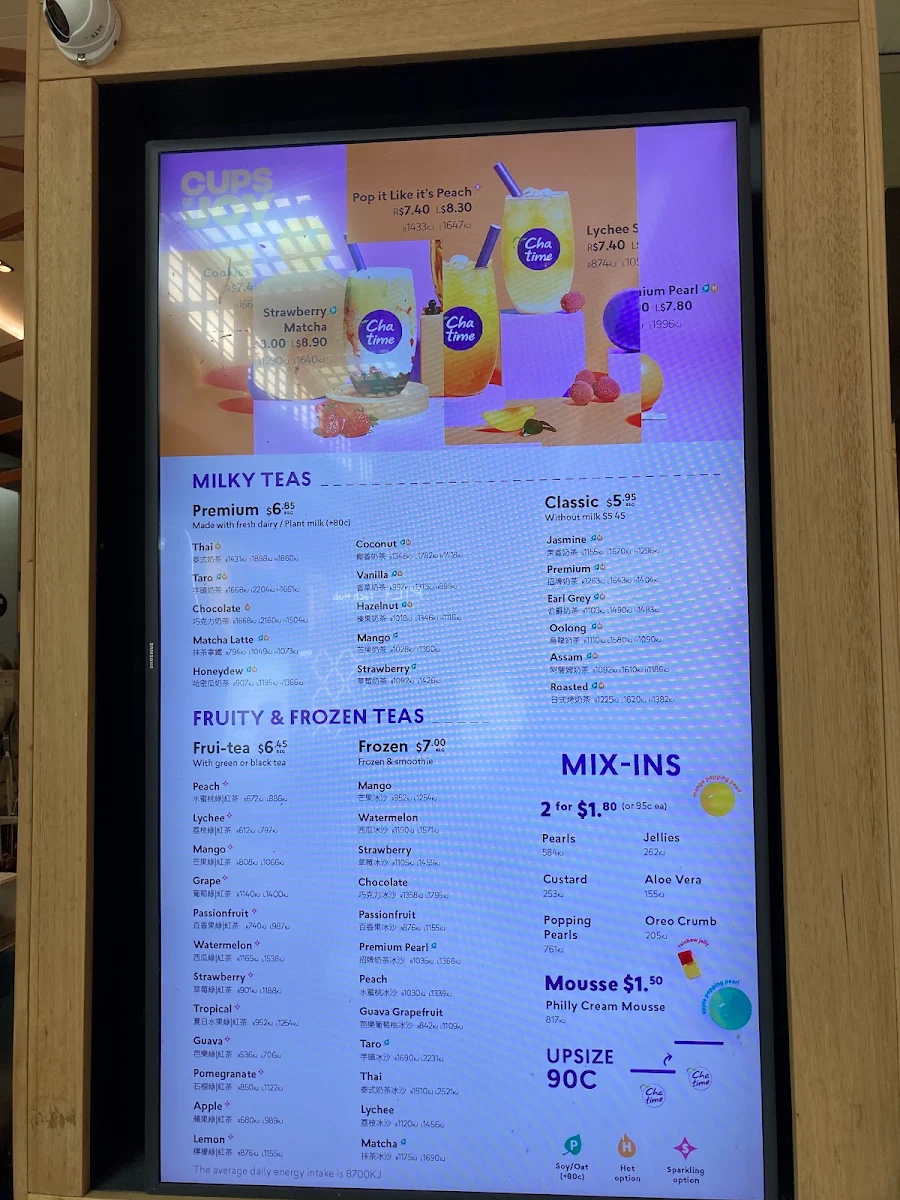 Menu, Chatime North Lakes