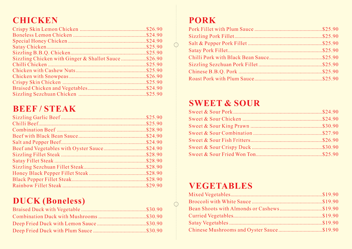 Menu, Mr Ko 100 Chinese Restaurant Liverpool