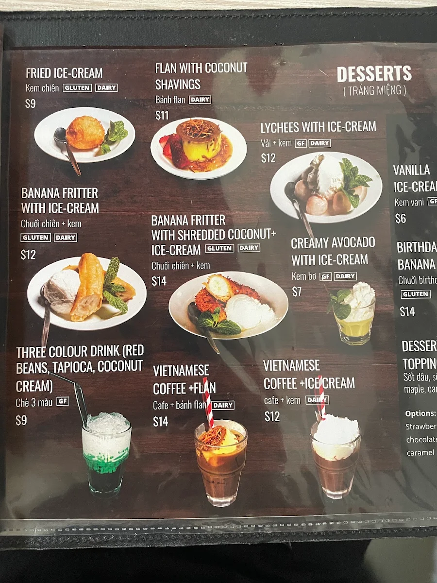 Menu, Tran Tran