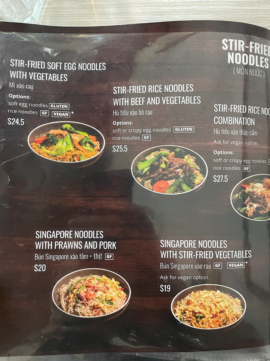 Menu, Tran Tran