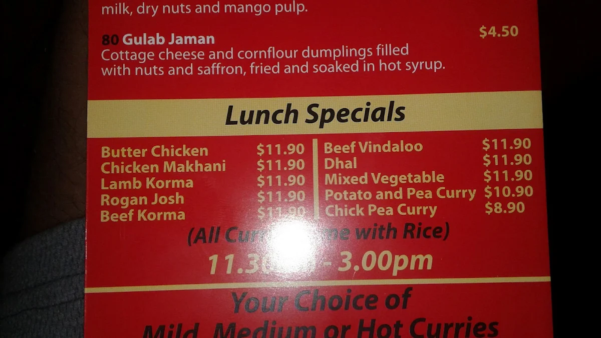 Menu, Indian Diamond Restaurant