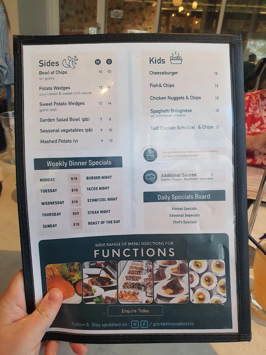 Menu, Club Austral