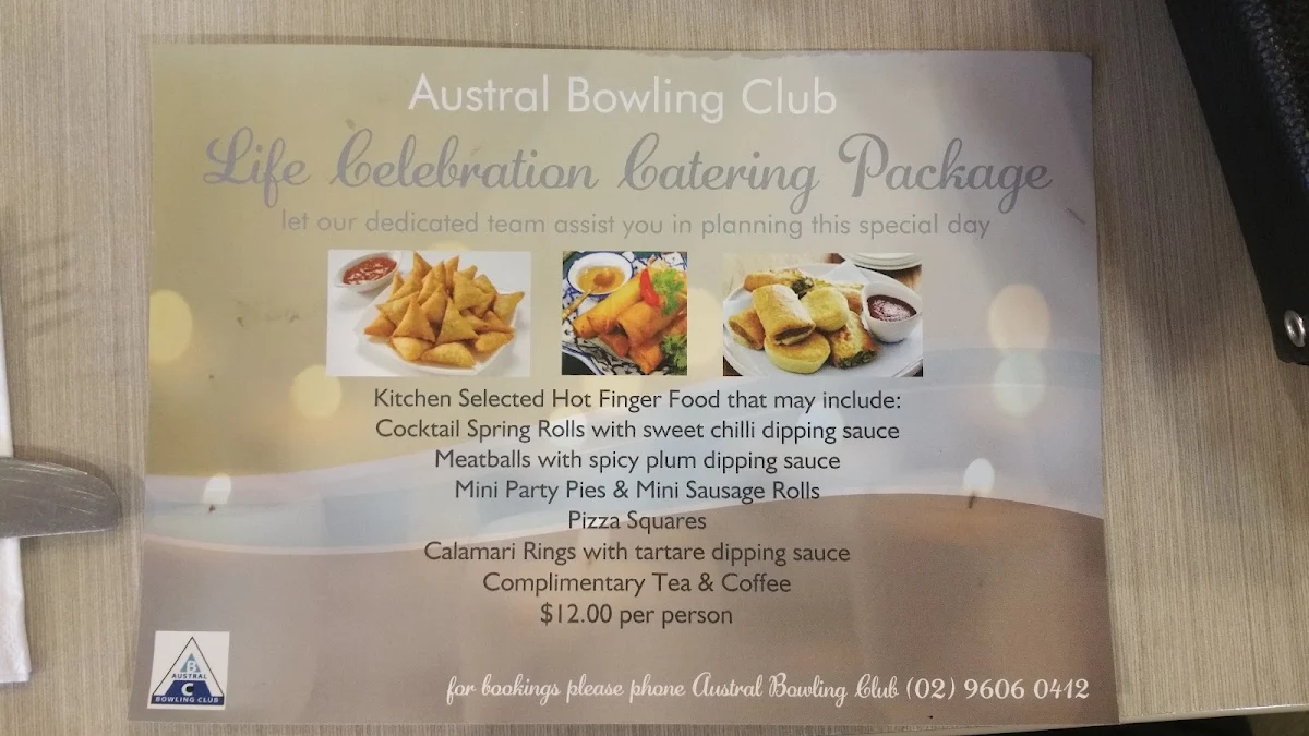 Menu, Club Austral