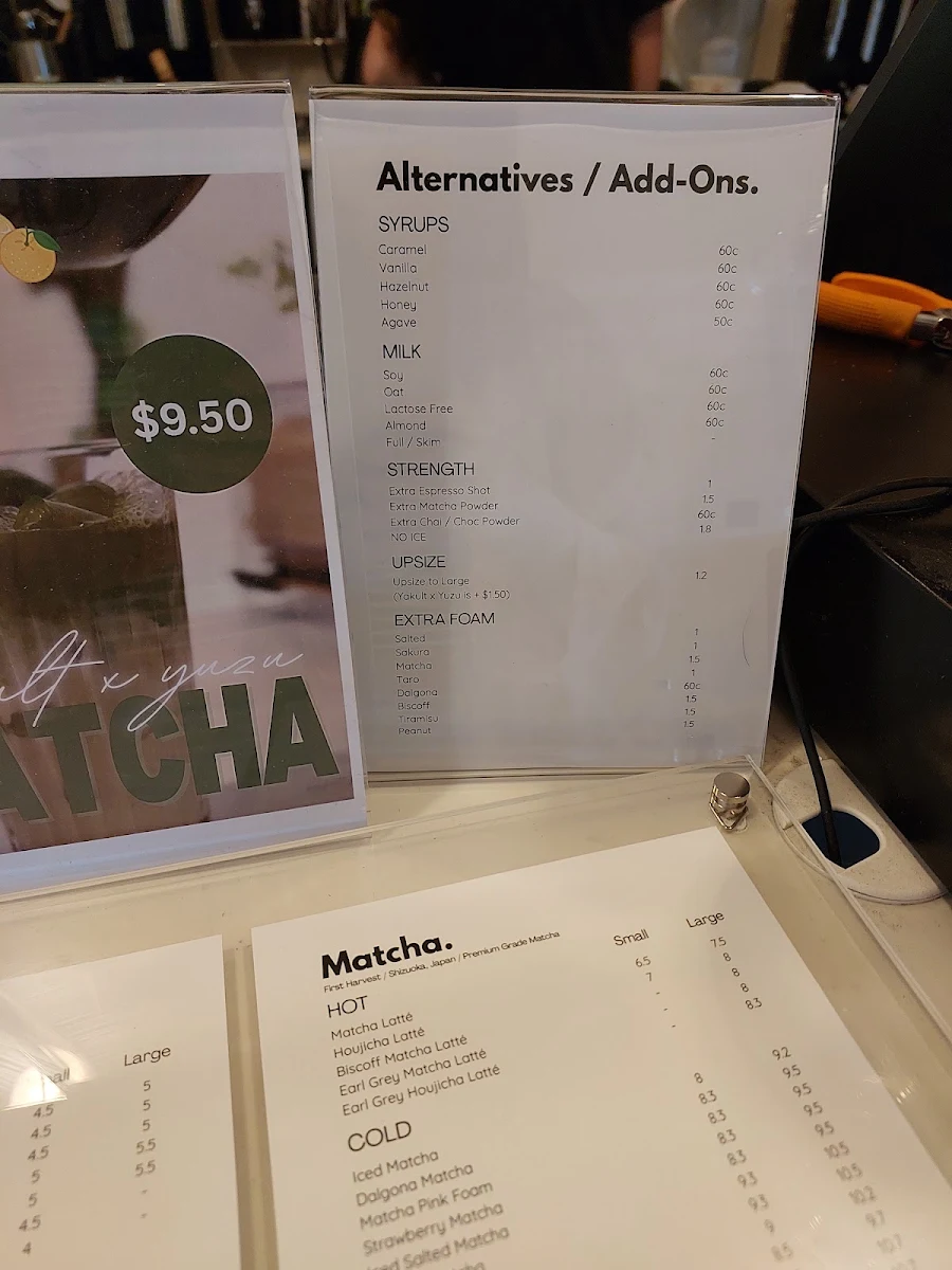 Menu, Kuuki Cafe