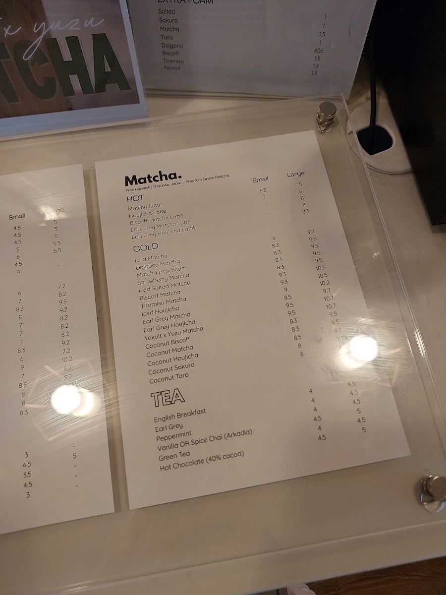 Menu, Kuuki Cafe