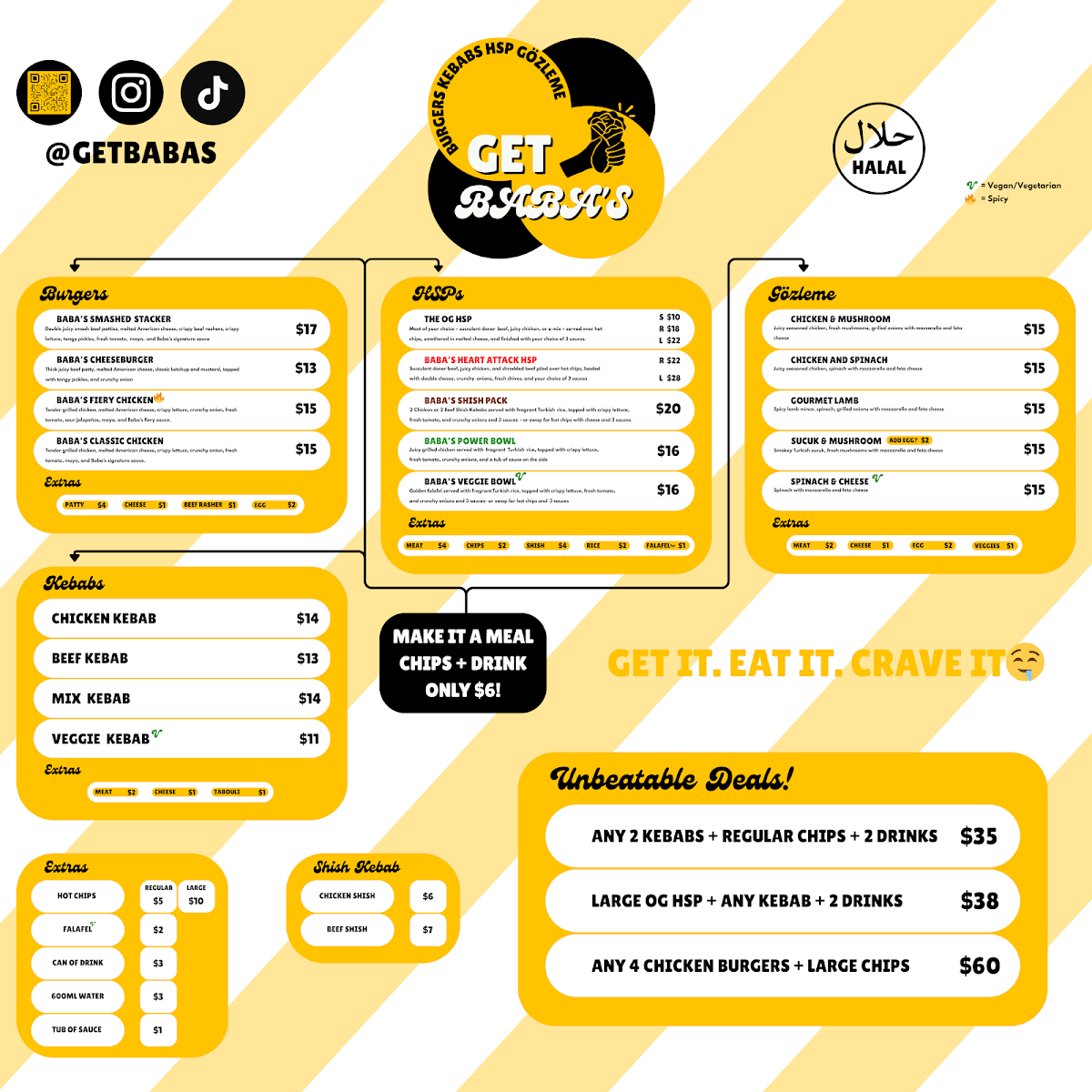 Menu, Get Baba's