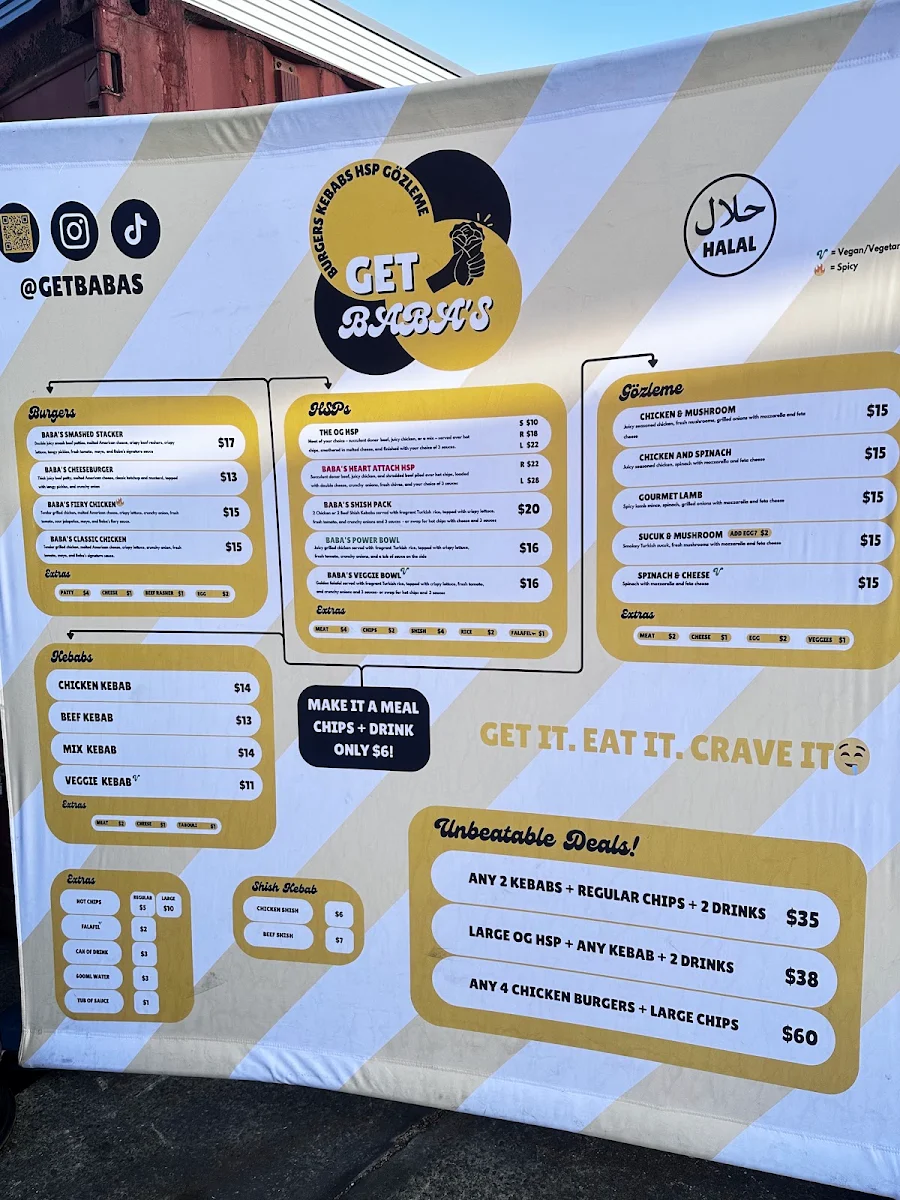 Menu, Get Baba's