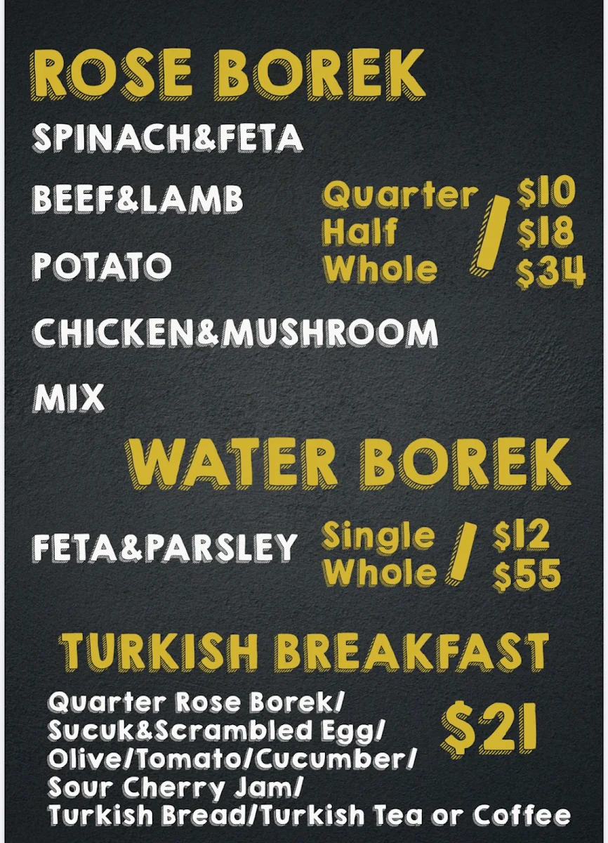 Menu, Rose Borek