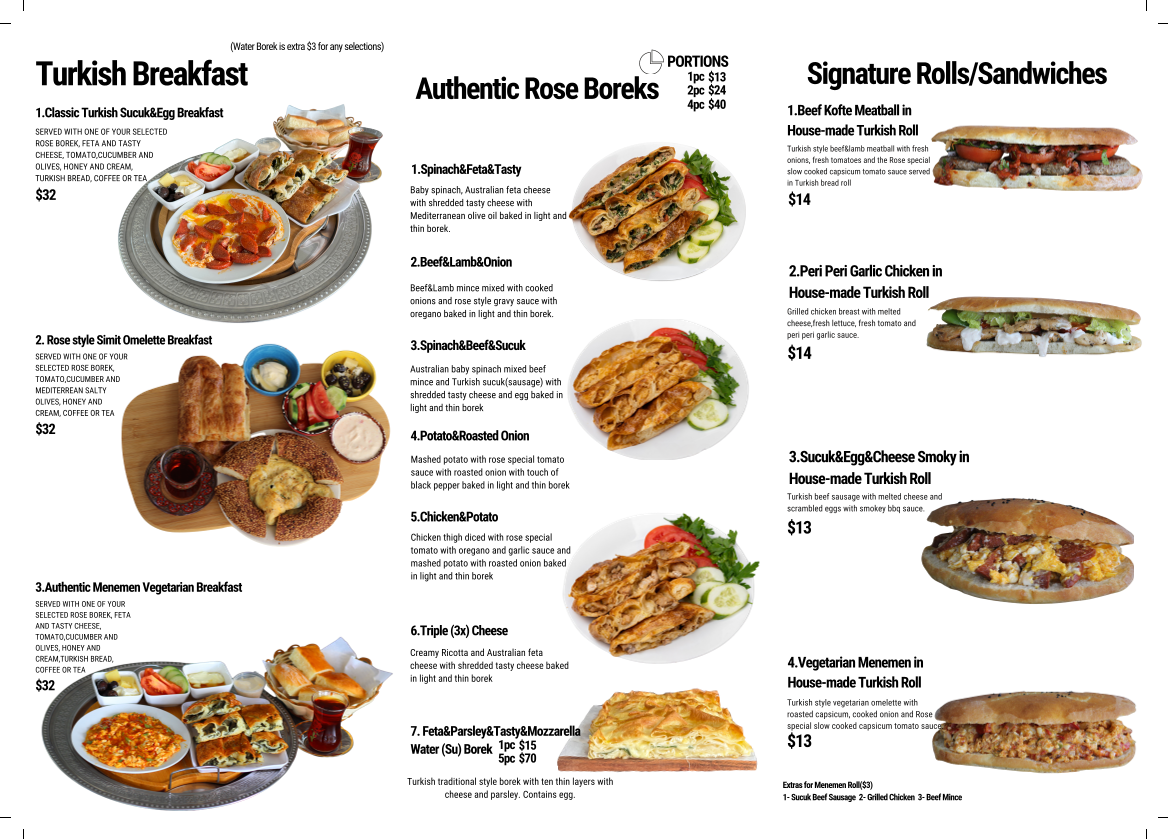 Menu, Rose Borek