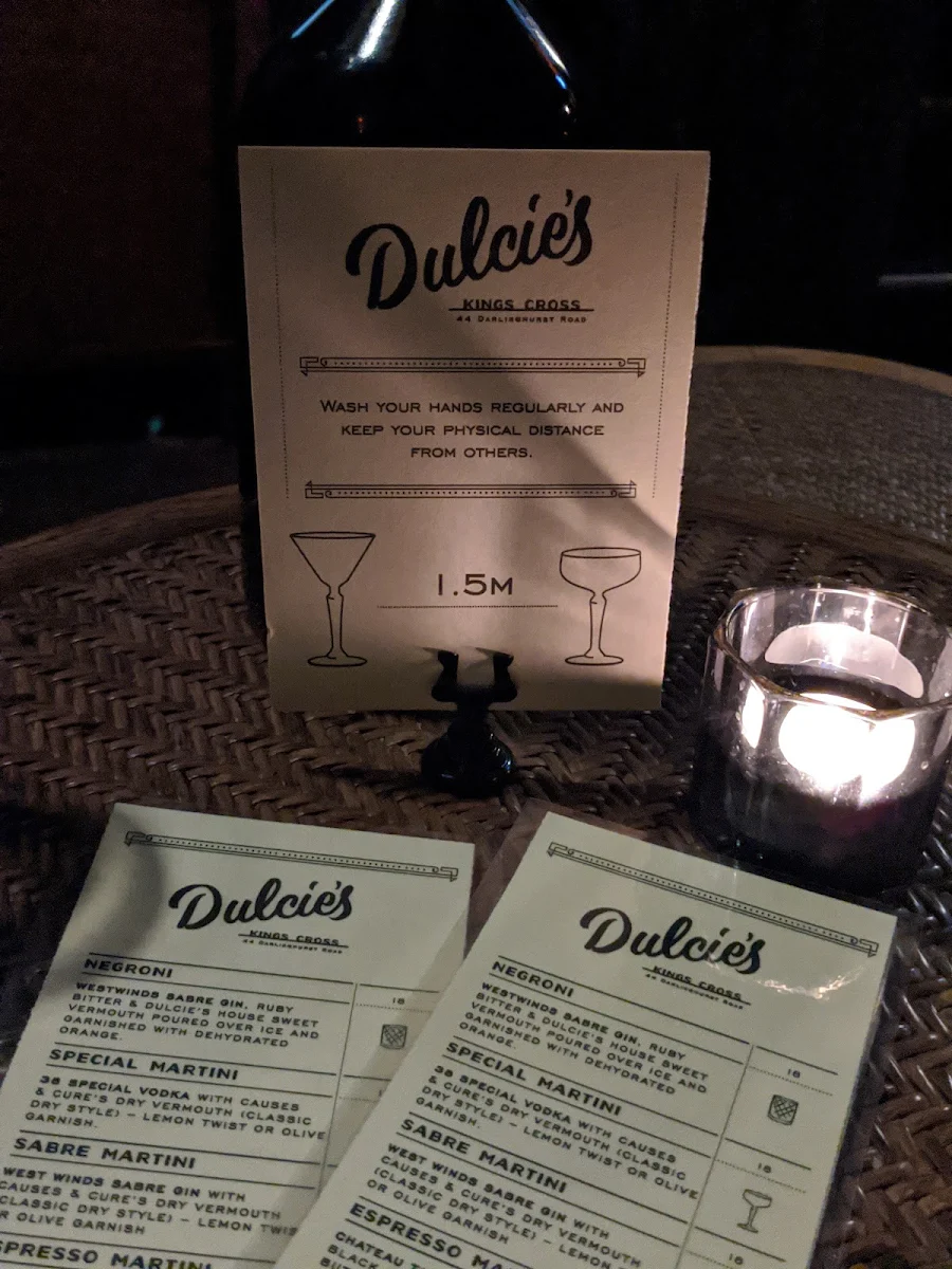 Menu, Dulcie's Kings Cross
