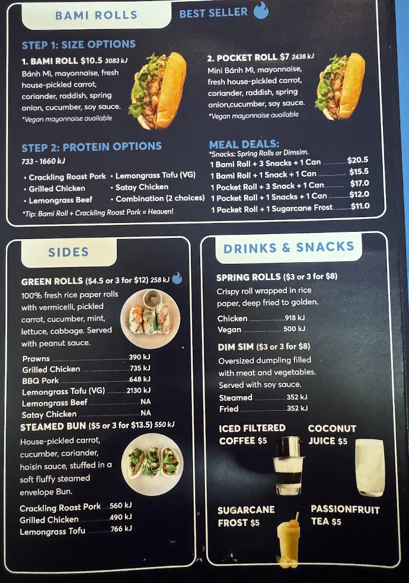 Menu, Bami Bendigo