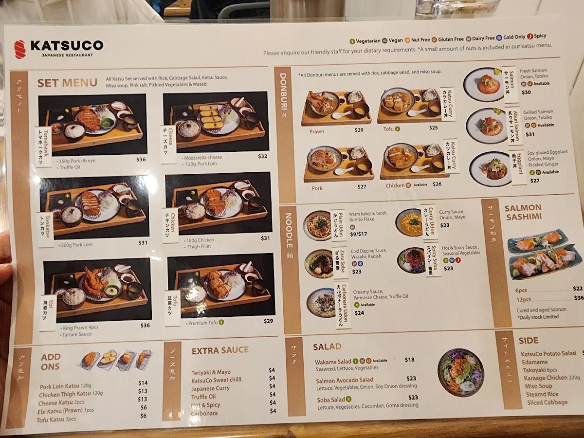 Menu, KatsuCo North Lakes