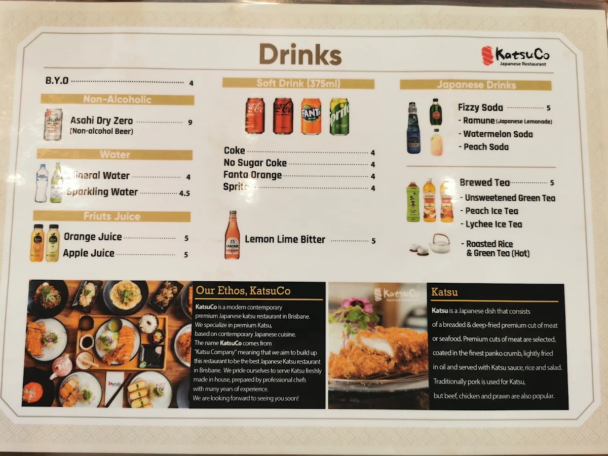 Menu, KatsuCo North Lakes