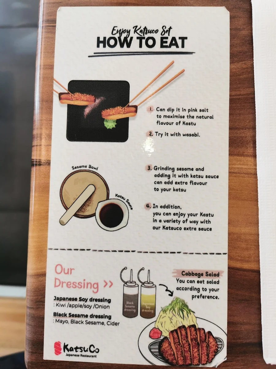 Menu, KatsuCo North Lakes