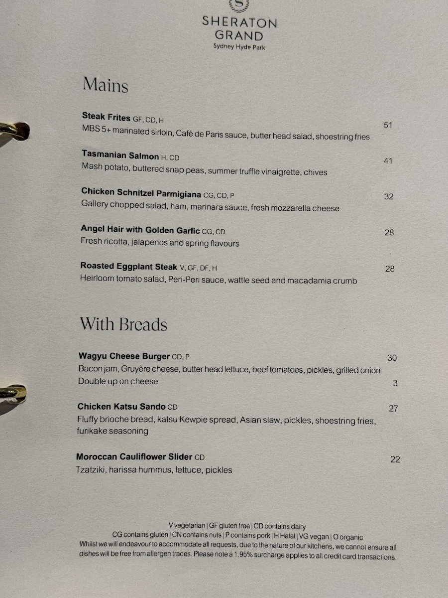 Menu, The Gallery