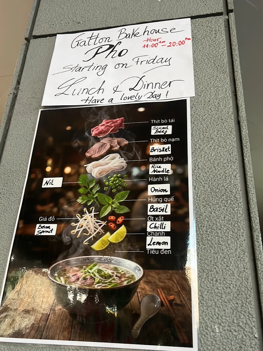 Menu, GATTON BAKEHOUSE