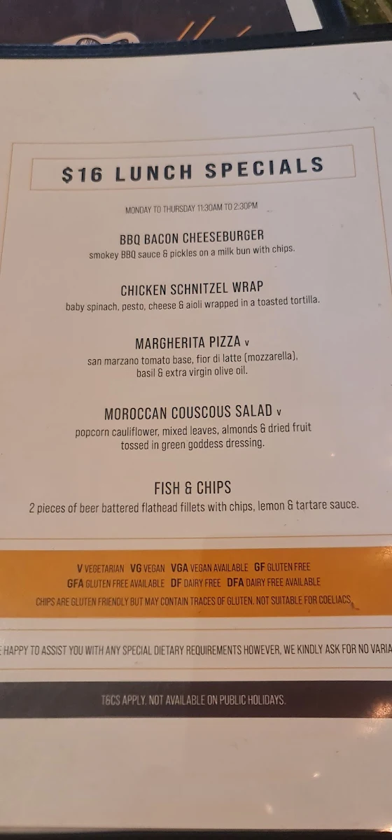 Menu, Harrigan's Cameron Park